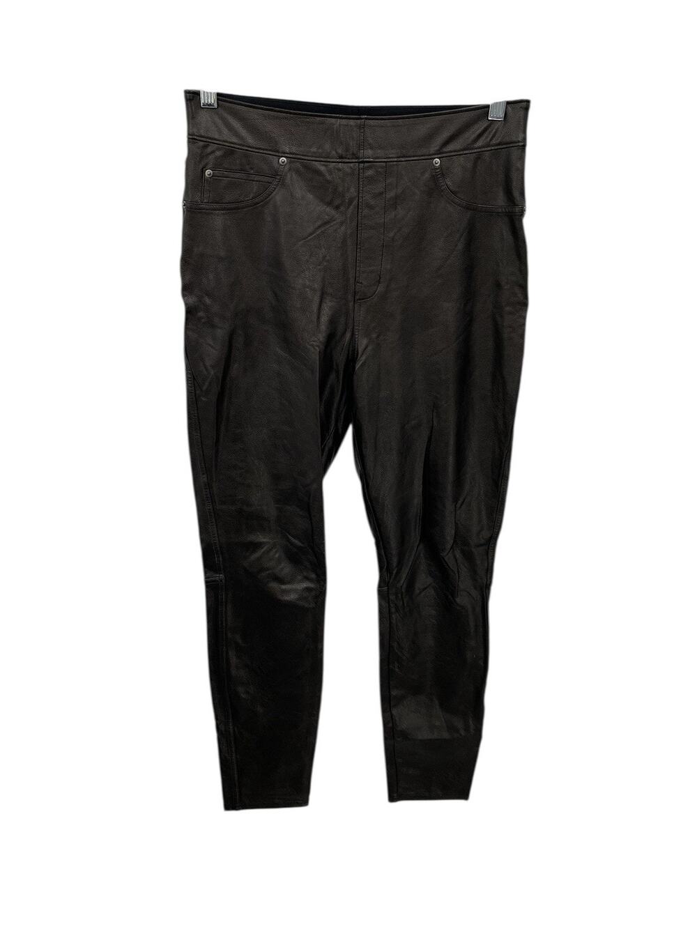 Spanx Faux Leather Like Ankle Skinny Pants High Rise Pull On Black Size Medium